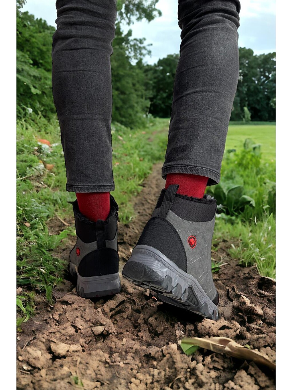 Soğuk Geçirmez Unisex Uzun Outdoor Trekking Bot Ayakkabı Gri-23