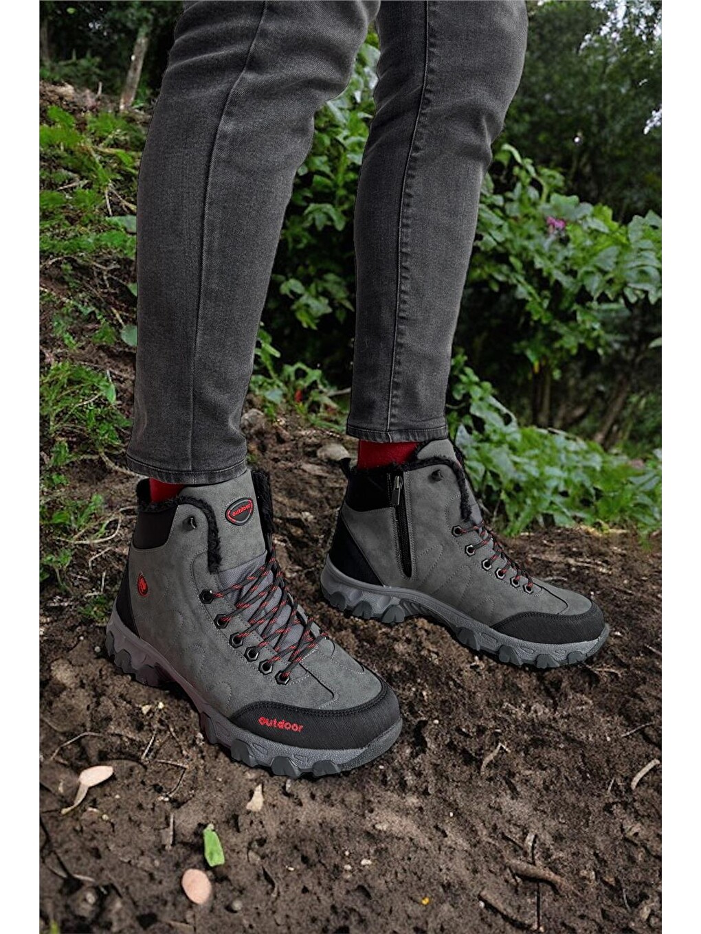 Soğuk Geçirmez Unisex Uzun Outdoor Trekking Bot Ayakkabı Gri-19