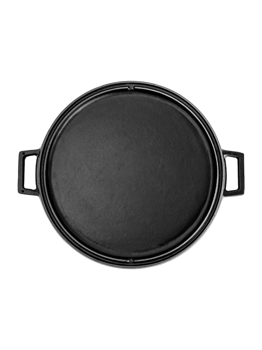 Siyah Yuvarlak Çift Yön Izgara Tavası Döküm Demir Yekpare Çift Kulplu Çap(Ø)34cm.-1