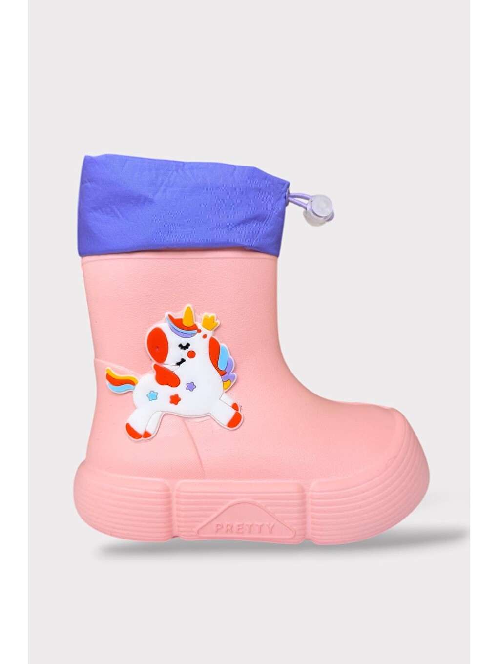 Pembe Çocuk Kışlık Su Geçirmez Yağmur Botu Pudra