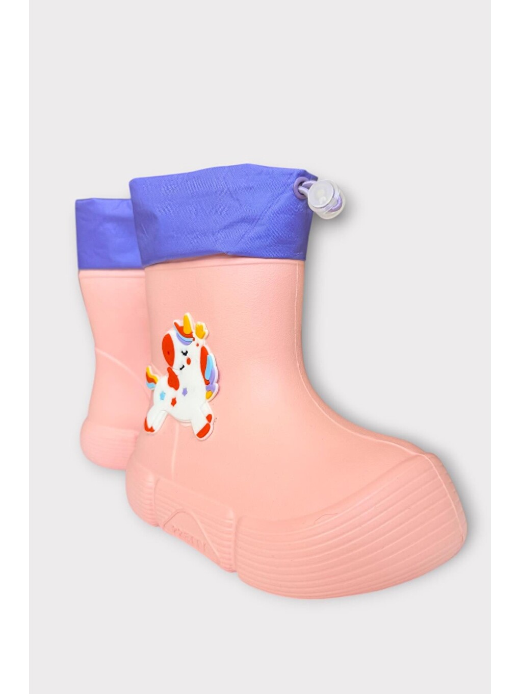 Pembe Çocuk Kışlık Su Geçirmez Yağmur Botu Pudra-1