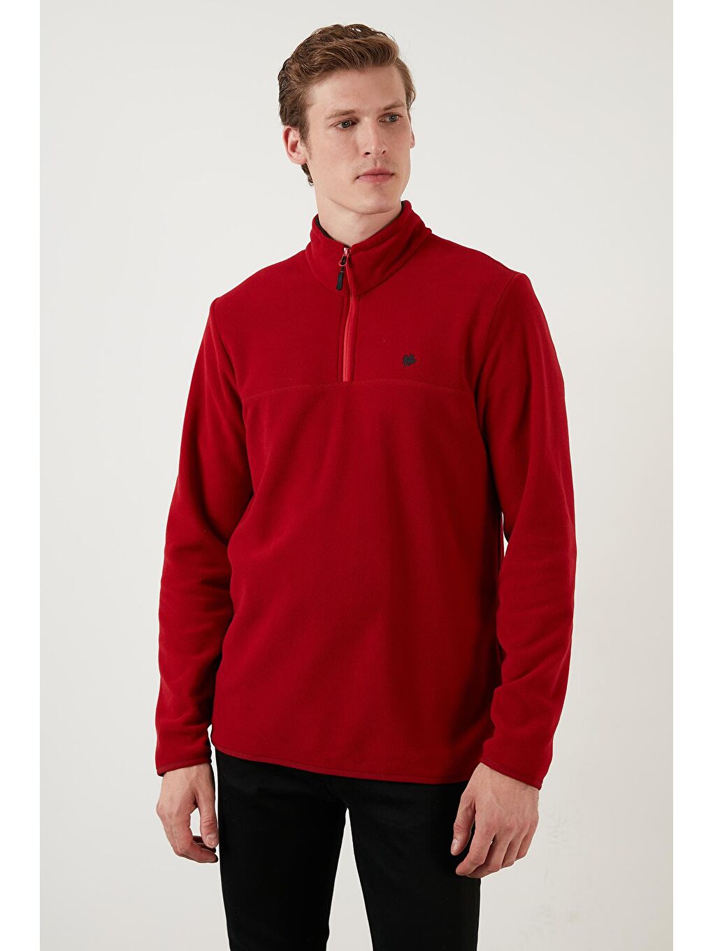 Buratti Bordo Regular Fit Anti-Pilling Bato Yaka Kışlık Şardonlu Erkek Polar Sweatshirt 5906001