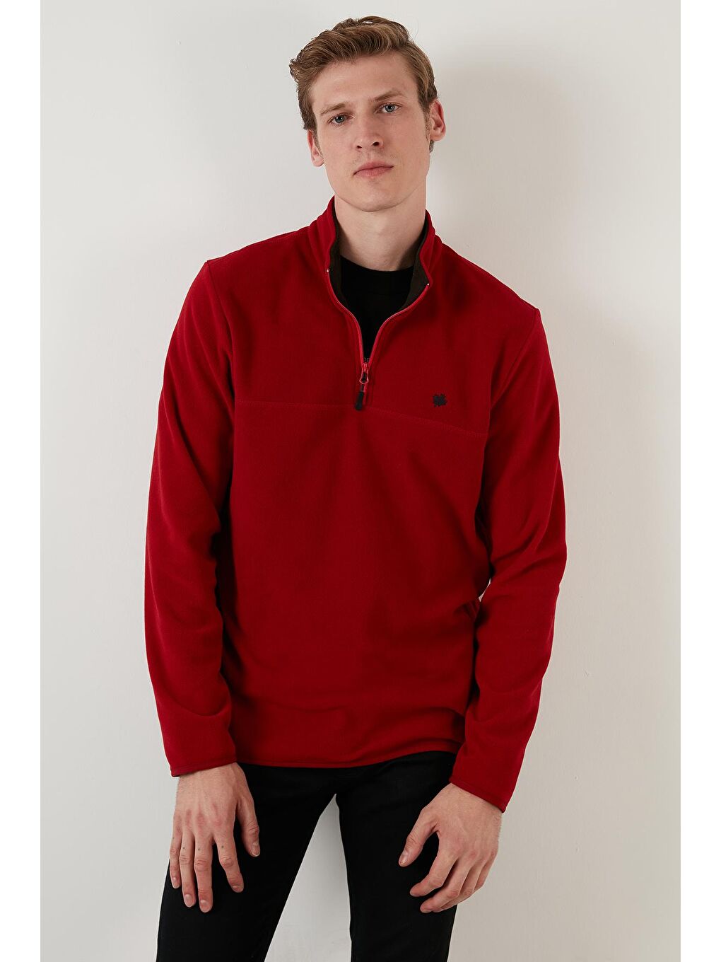 Buratti Bordo Regular Fit Anti-Pilling Bato Yaka Kışlık Şardonlu Erkek Polar Sweatshirt 5906001 - 1