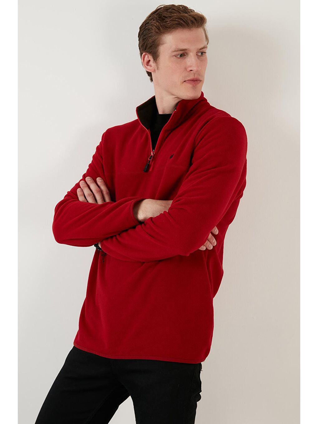 Buratti Bordo Regular Fit Anti-Pilling Bato Yaka Kışlık Şardonlu Erkek Polar Sweatshirt 5906001 - 2