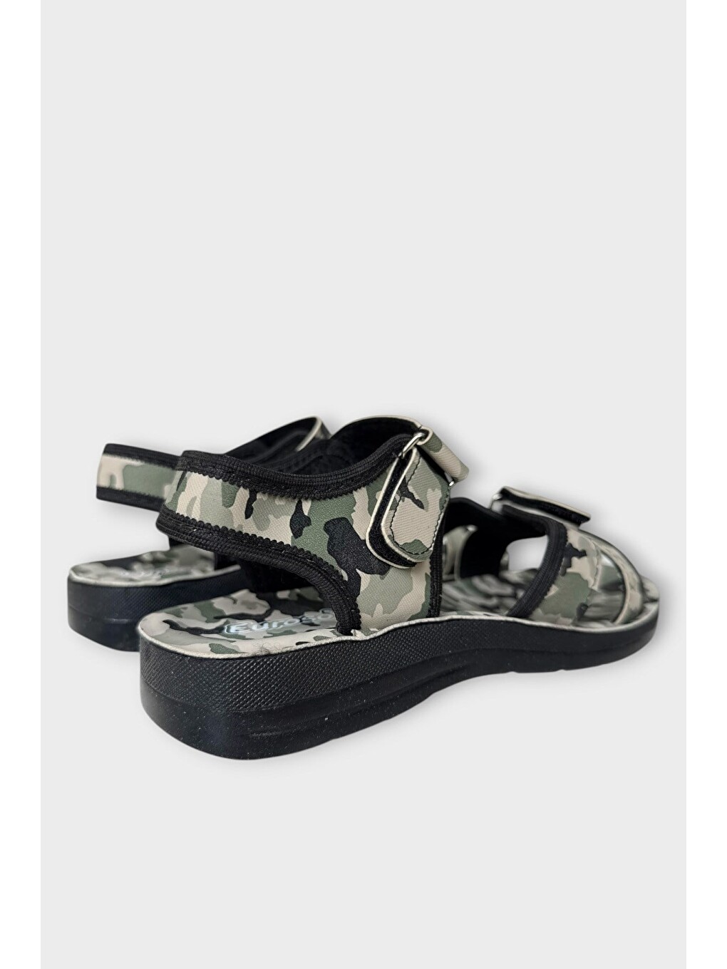 Askeri Kamufulaj Desenli Unisex Kadın Sandalet Siyah - Haki-3
