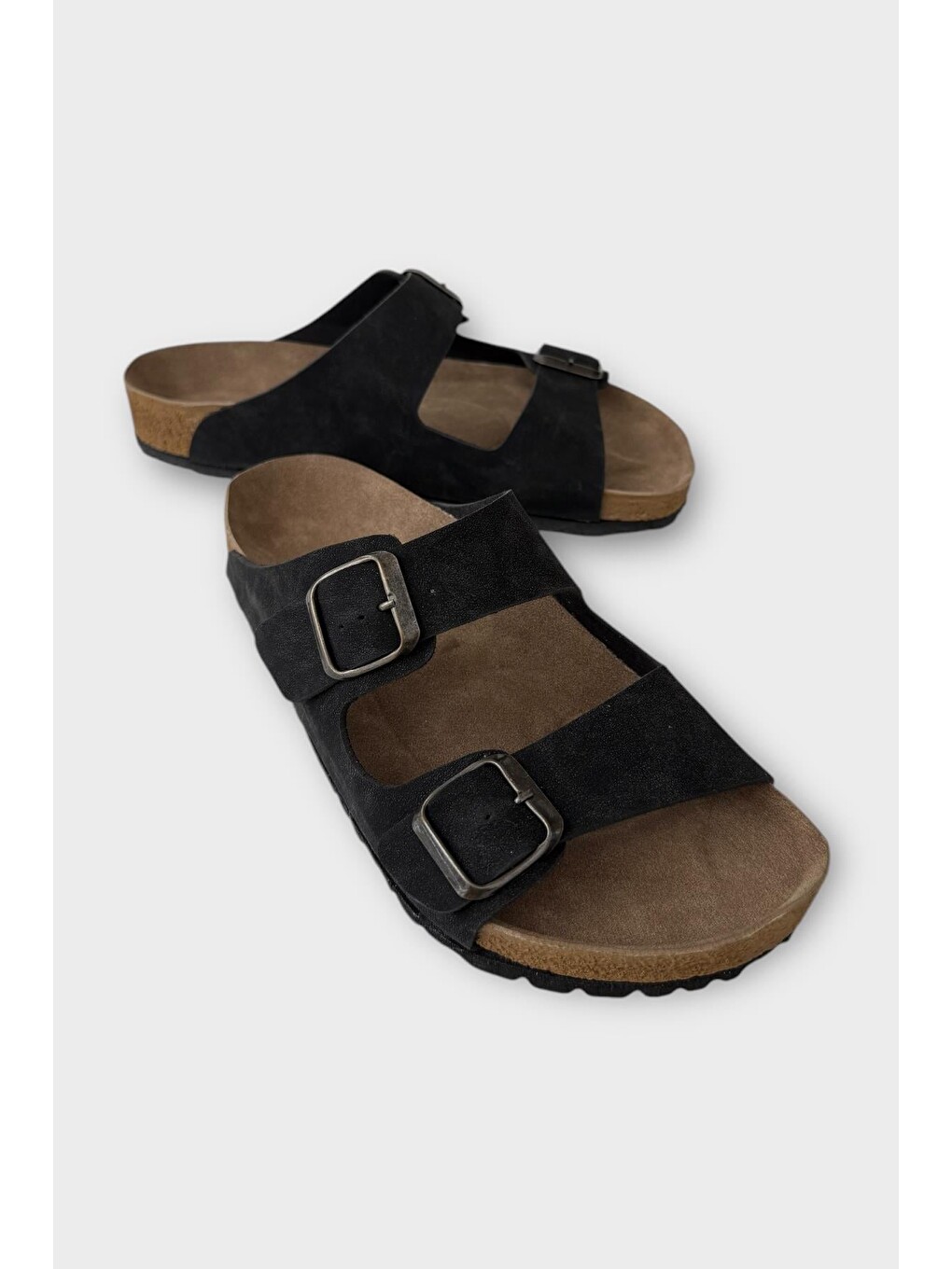 Unisex Çift Tokalı Ortopedik Terlik Siyah-1