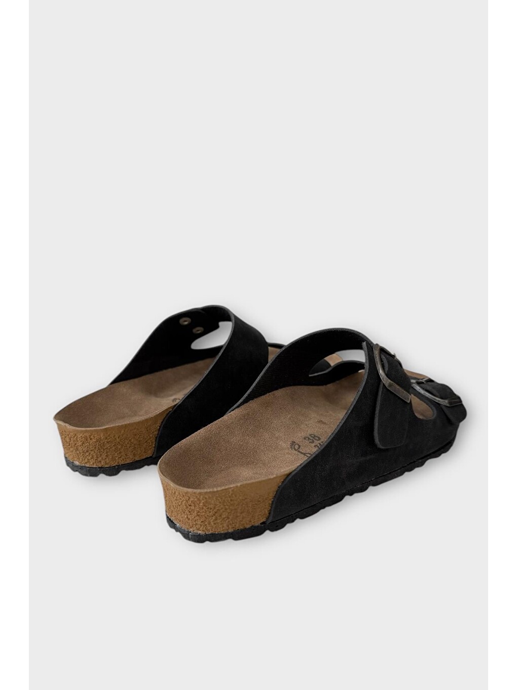 Unisex Çift Tokalı Ortopedik Terlik Siyah-4