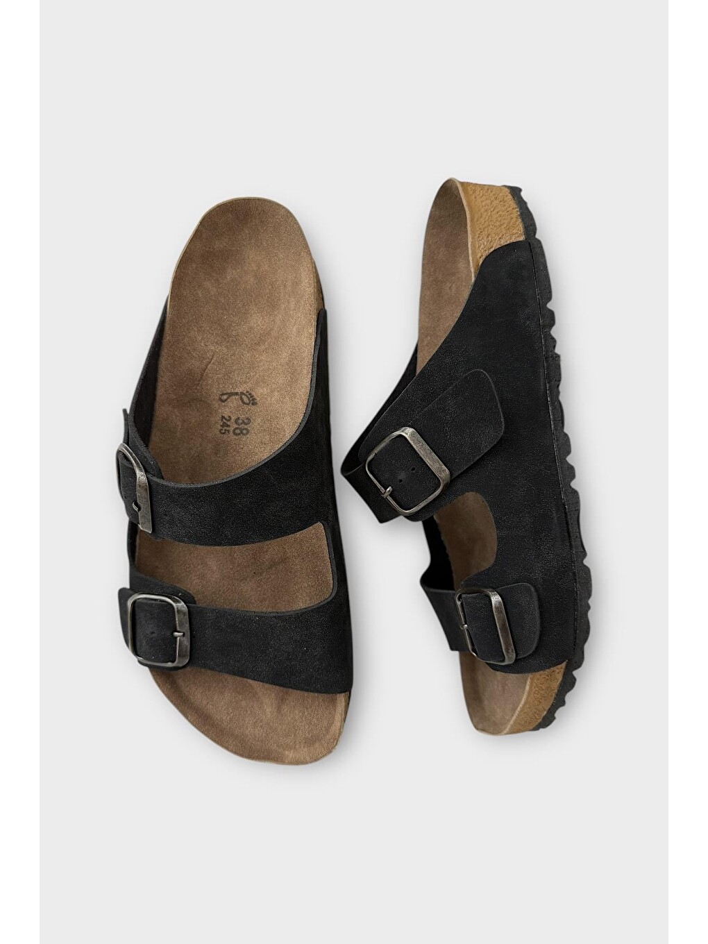 Unisex Çift Tokalı Ortopedik Terlik Siyah-5