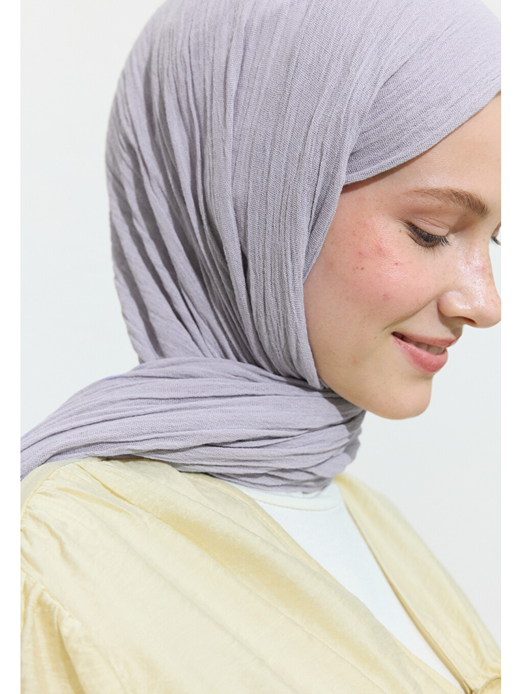 Lila Pamuklu Keten Şal Lavender Mılk-3