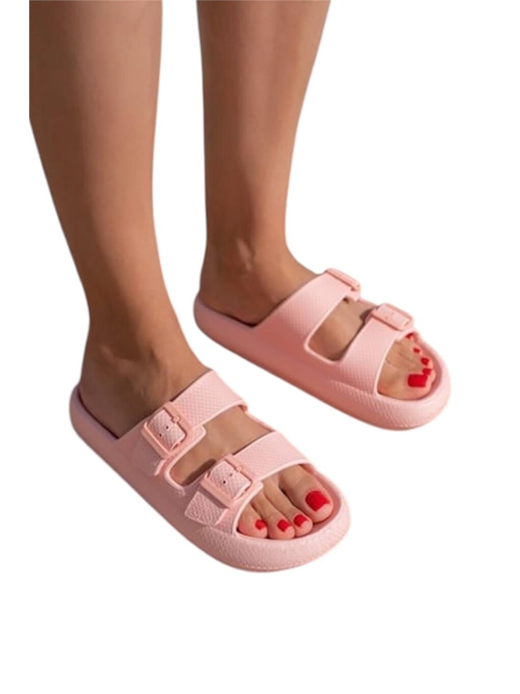 Pembe Unisex Çift Tokalı Medikal Hafif Eva Terlik Pudra-7