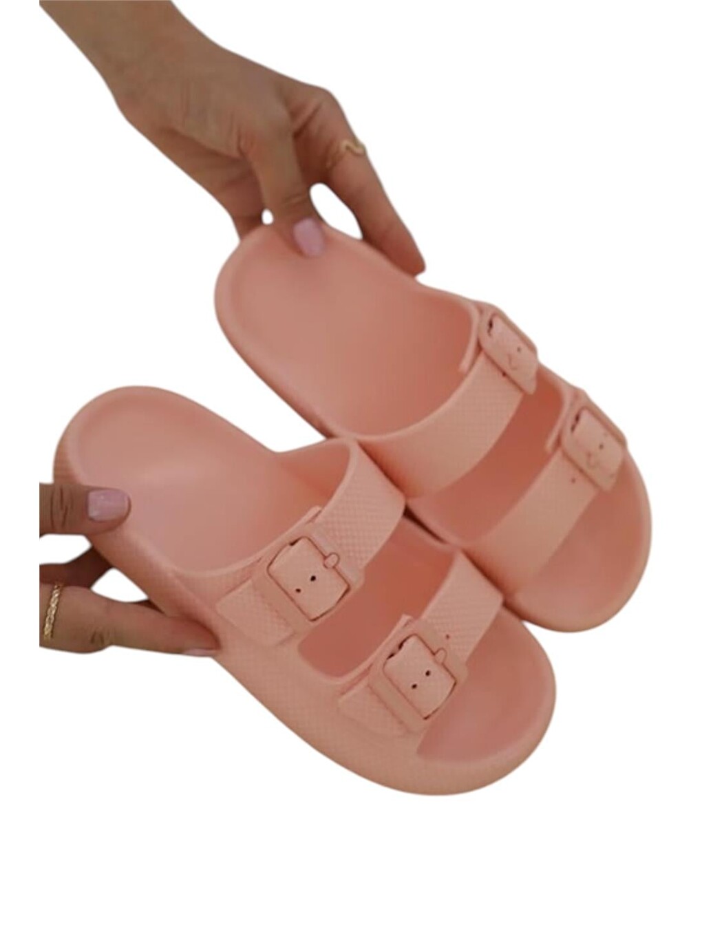 Pembe Unisex Çift Tokalı Medikal Hafif Eva Terlik Pudra-6