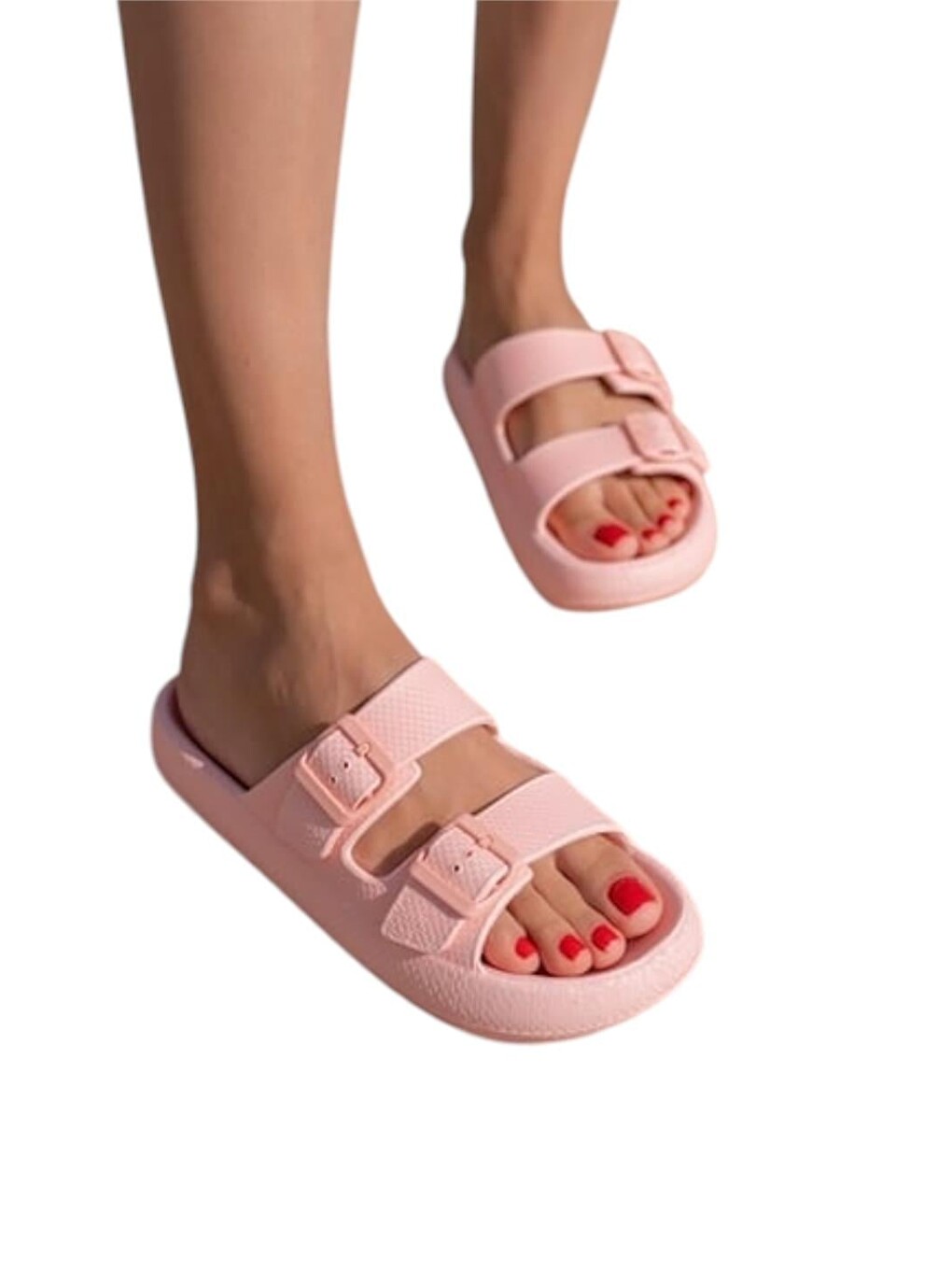 Pembe Unisex Çift Tokalı Medikal Hafif Eva Terlik Pudra-10