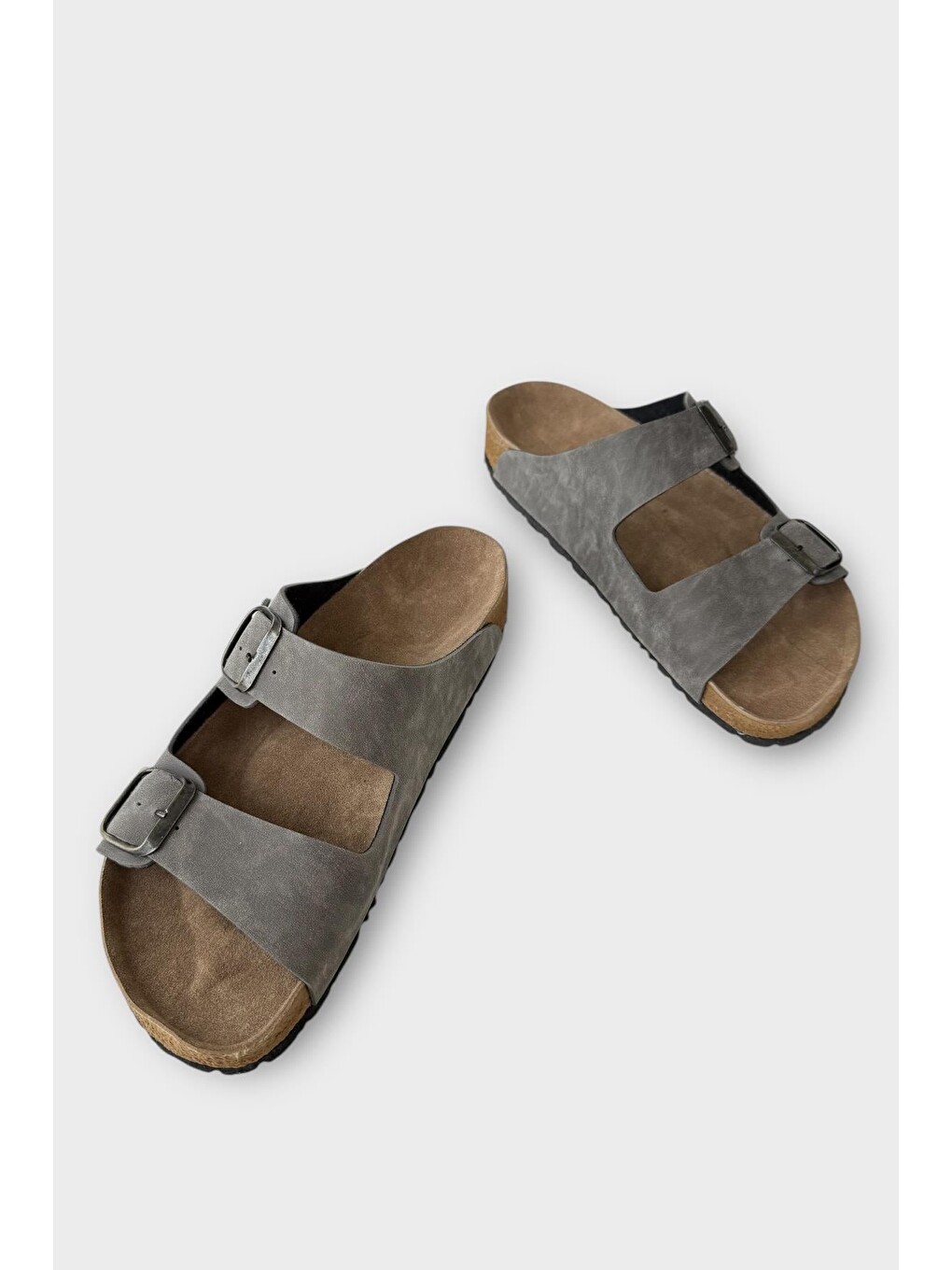Unisex Çift Tokalı Ortopedik Terlik Gri-5