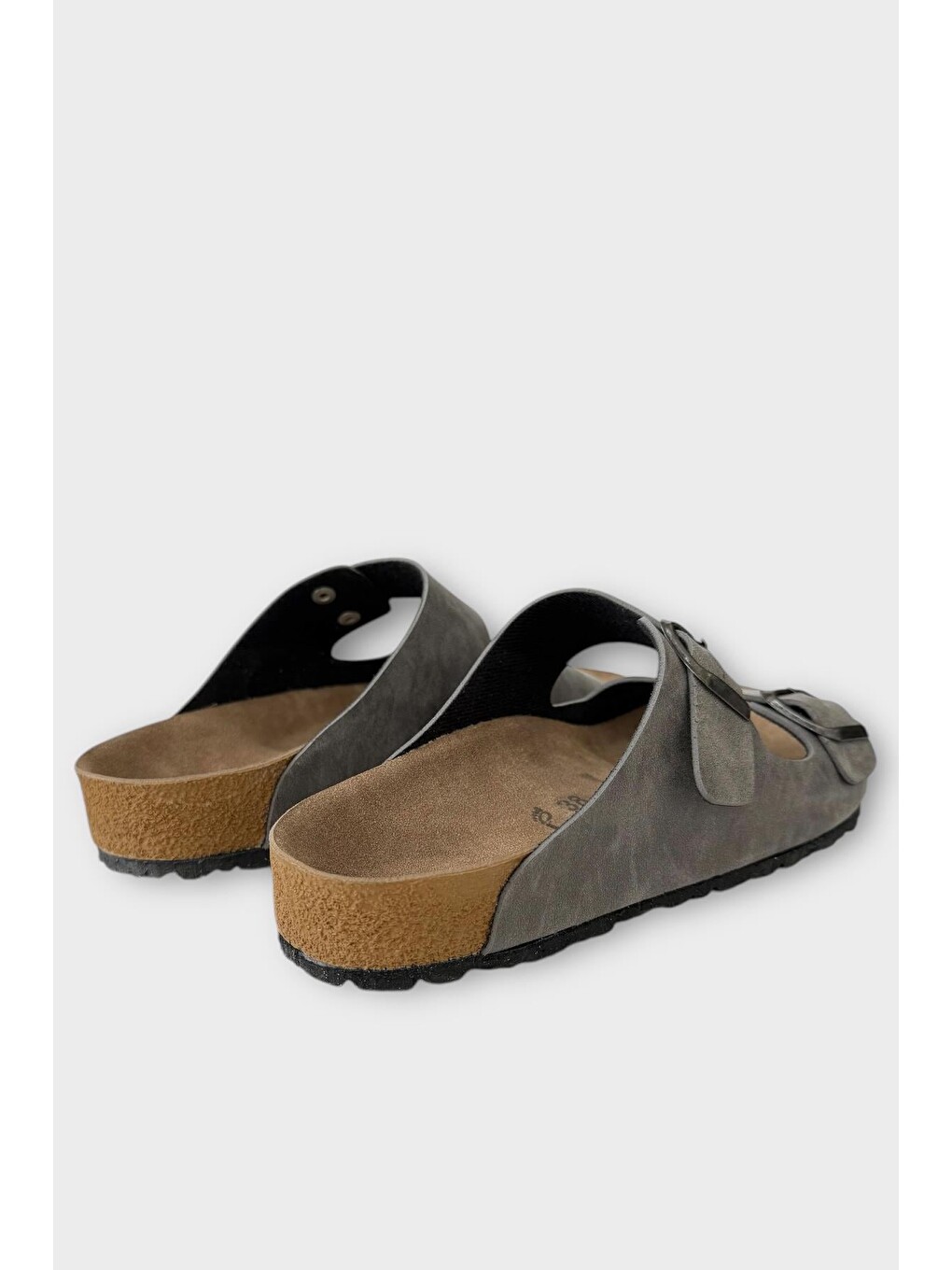 Unisex Çift Tokalı Ortopedik Terlik Gri-7
