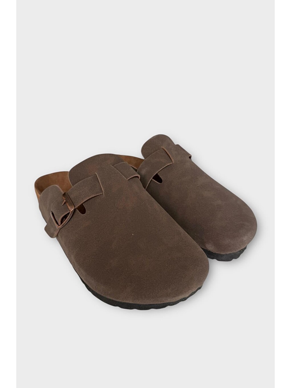Unisex Toka Detaylı Mantar Anatomik Tabanlı Terlik Kahverengi-4