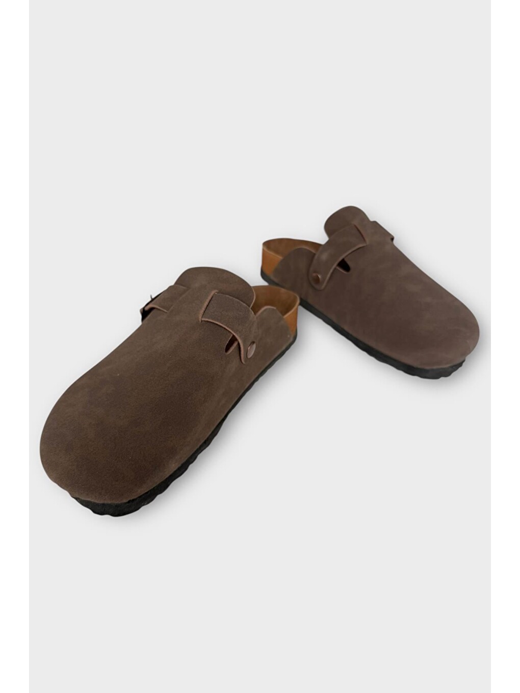 Unisex Toka Detaylı Mantar Anatomik Tabanlı Terlik Kahverengi-6