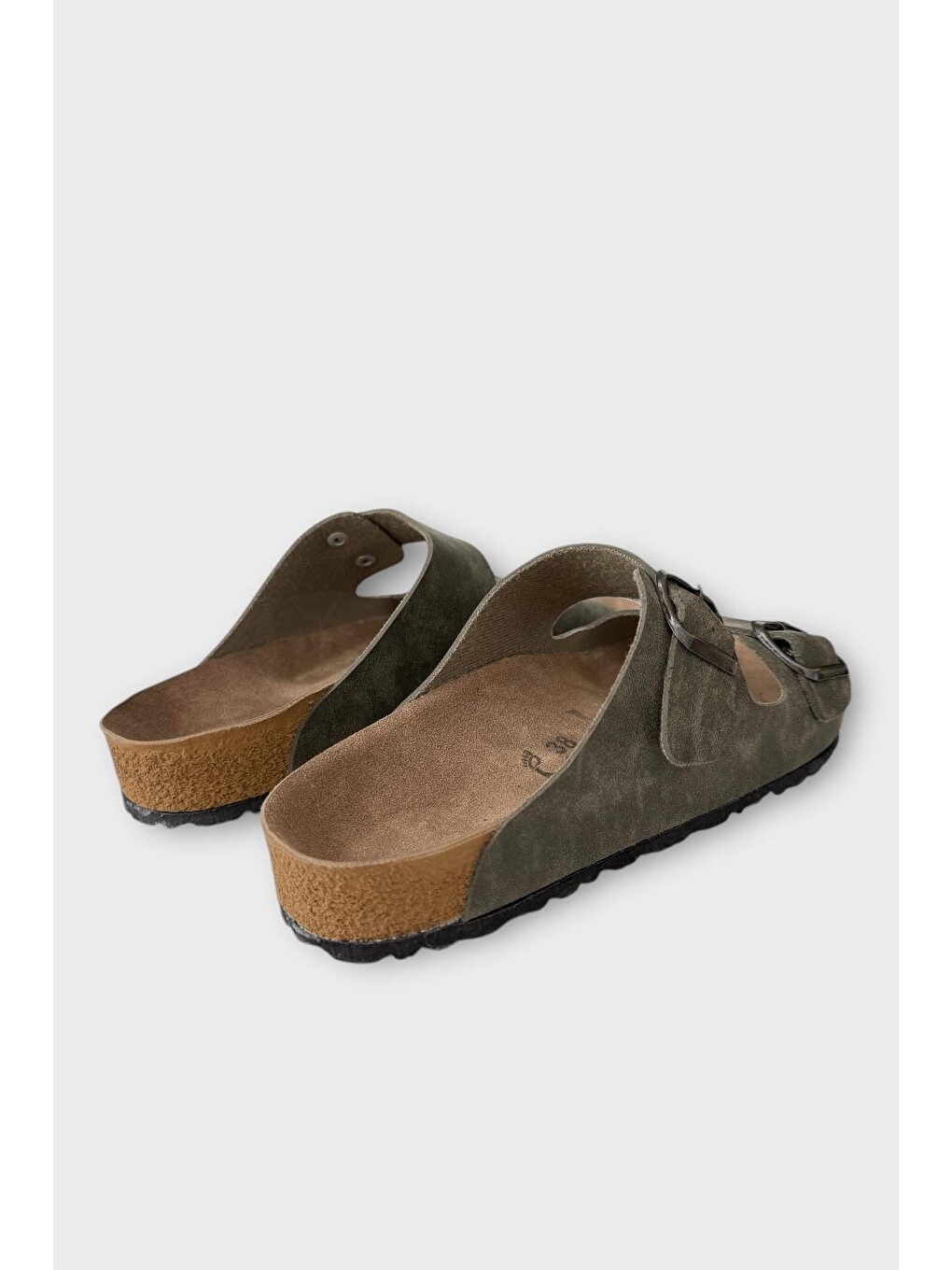 Unisex Çift Tokalı Ortopedik Terlik Haki-4