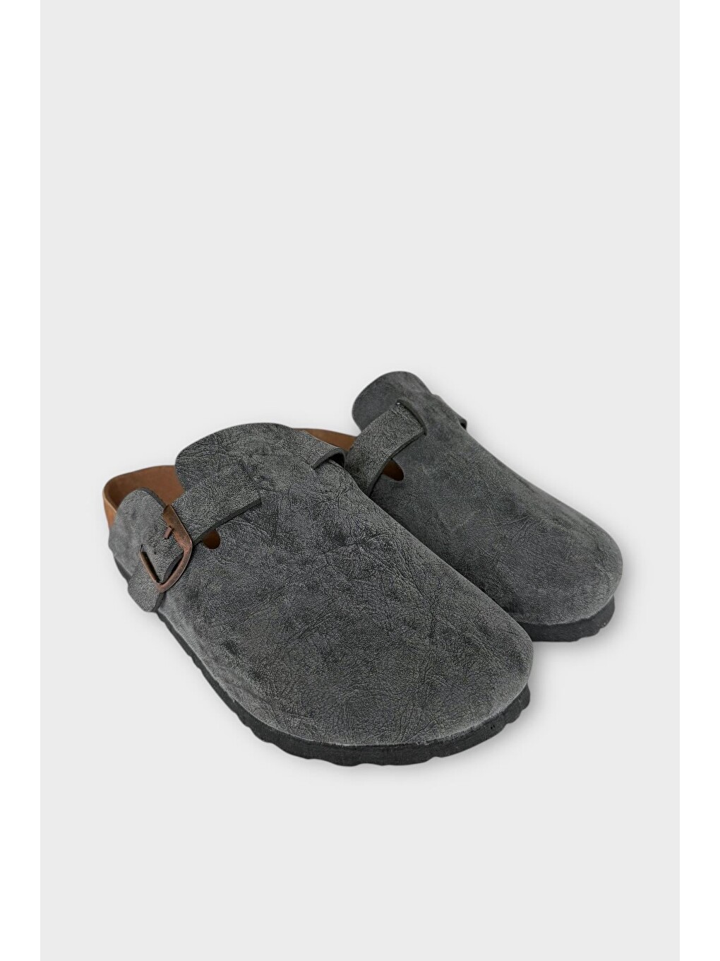 Gri Unisex Toka Detaylı Mantar Anatomik Tabanlı Terlik Füme-10