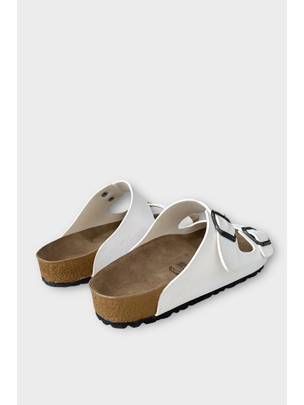 Unisex Çift Tokalı Ortopedik Terlik Beyaz-4
