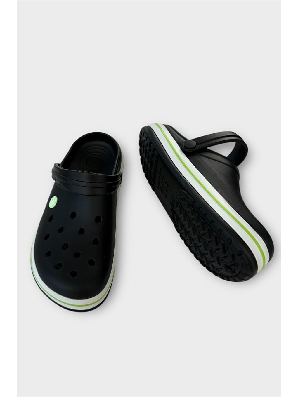 Unisex Comfort Hafif Medikal Hemşire Sabo Terlik Siyah - Yeşil-7