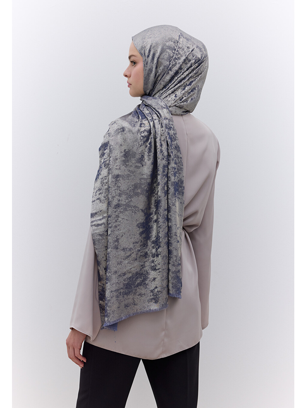 Luxury Shine Şal İndigo-4