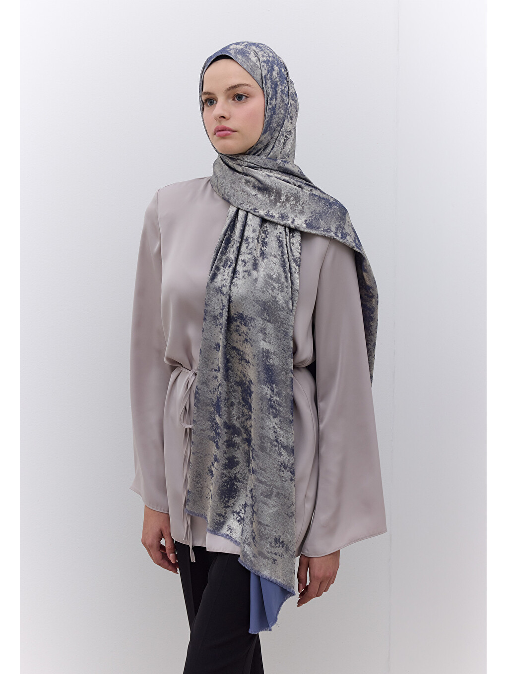 Luxury Shine Şal İndigo-5