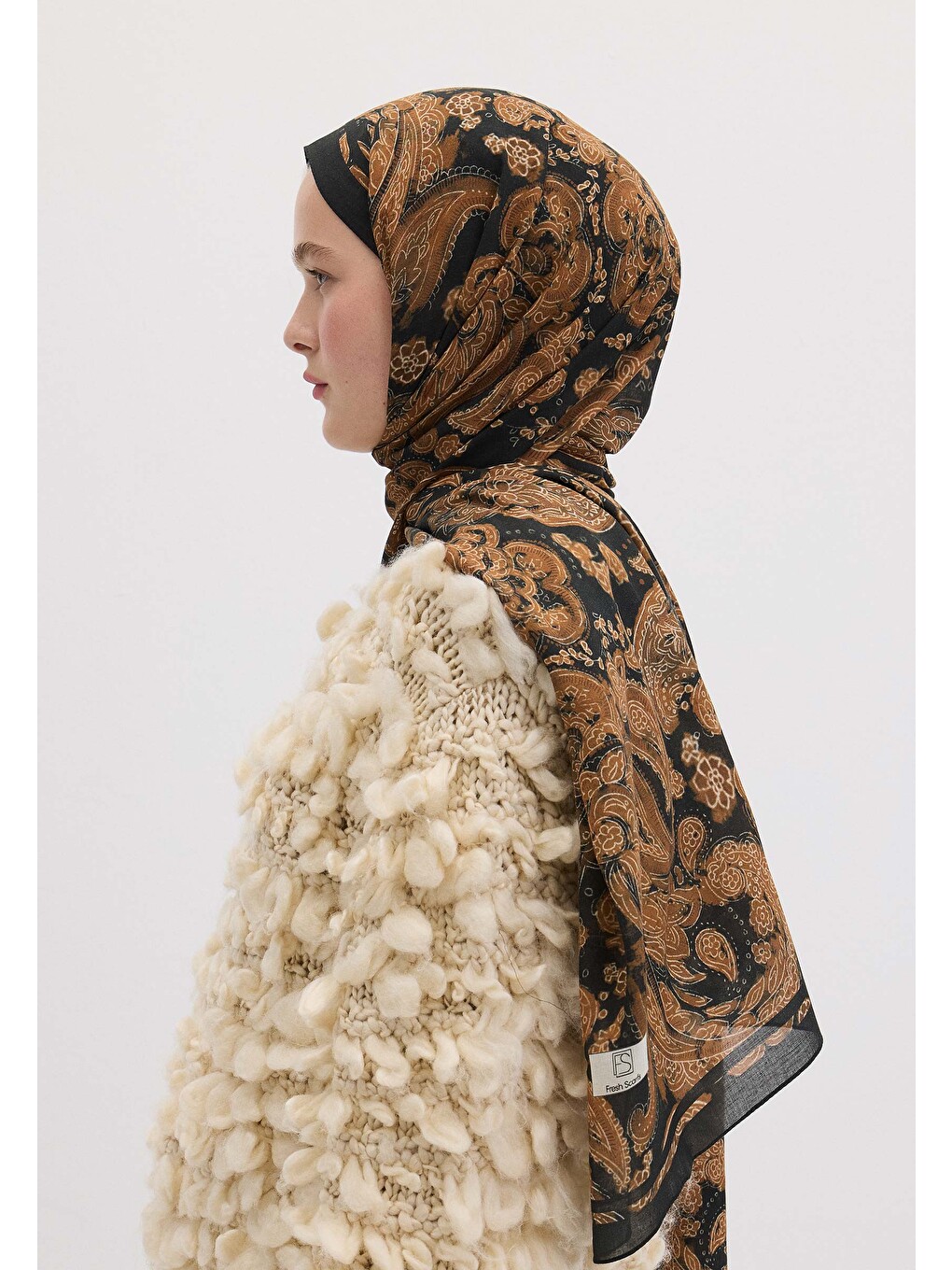 Kahverengi Freda Desen Şal Camel-7
