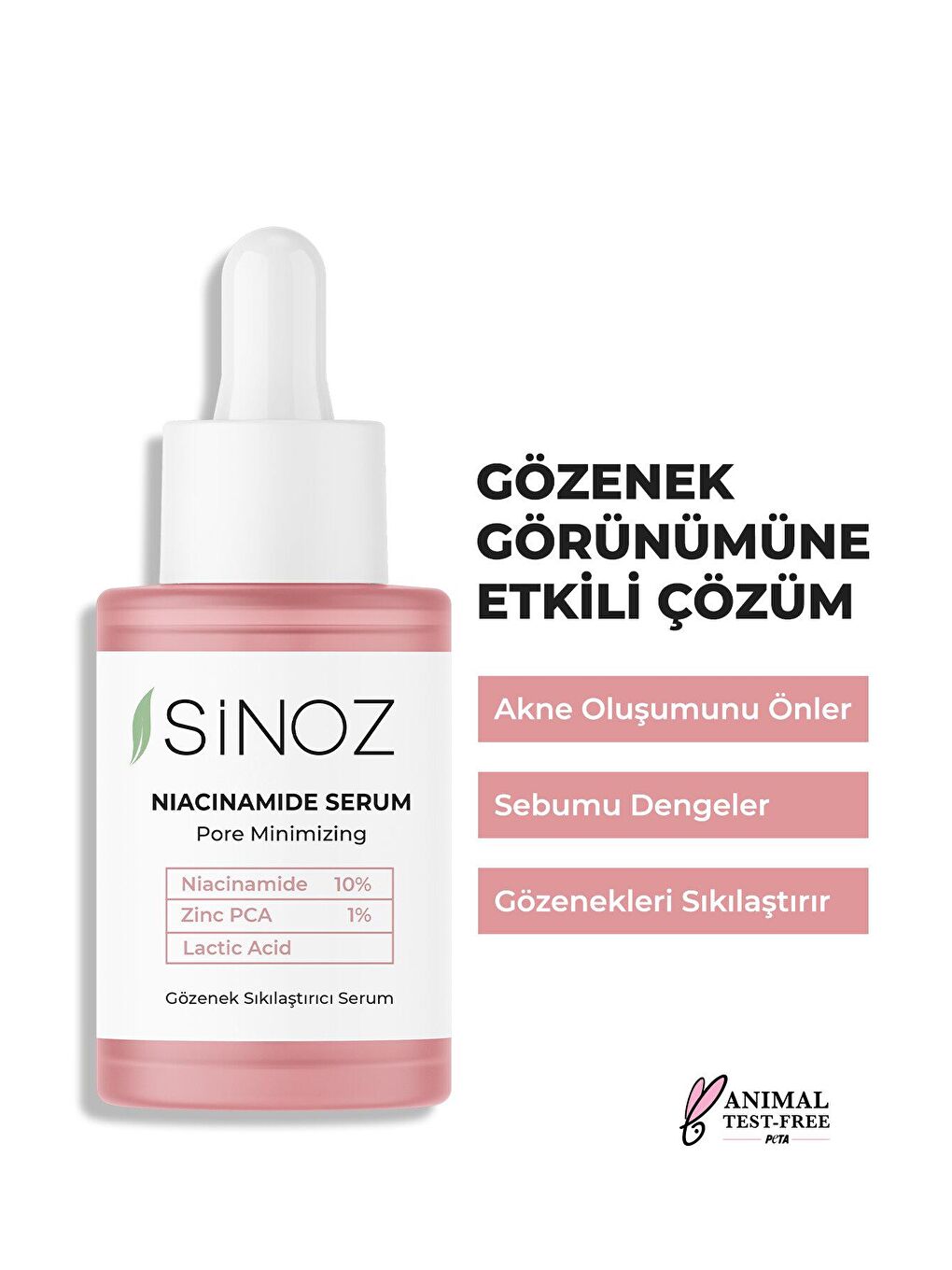 Sinoz Gözenek Sıkılaştırıcı Sebum Dengeleyici Sivilce Karşıtı Serum Niacinamide 10% + Zinc Pca 1% 30