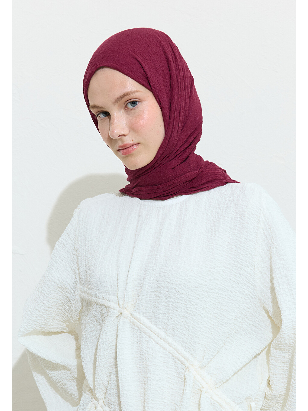 Kırmızı Pamuklu Keten Şal Cherry Pıe-2