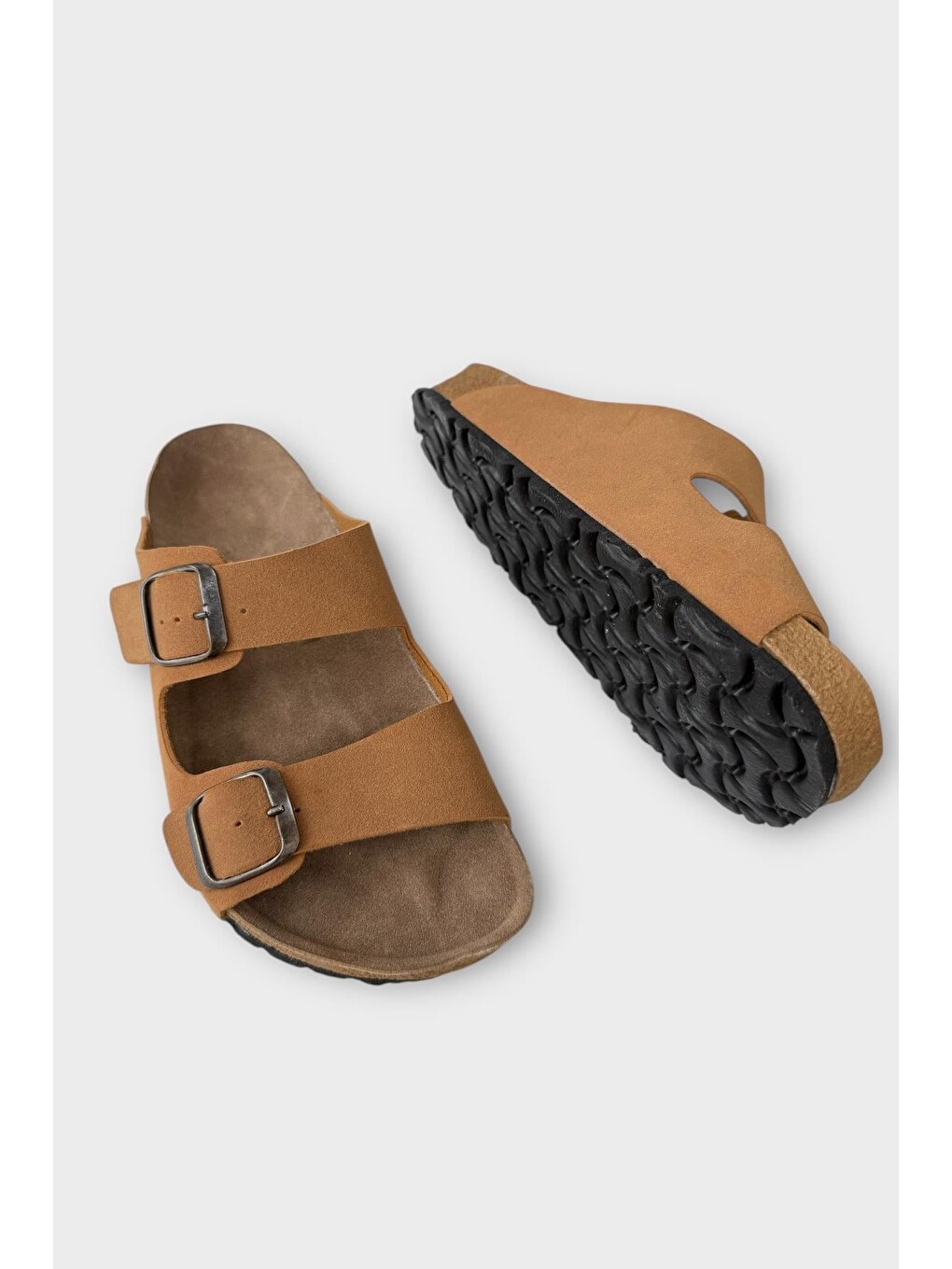 Sarı Unisex Çift Tokalı Ortopedik Terlik Hardal-6