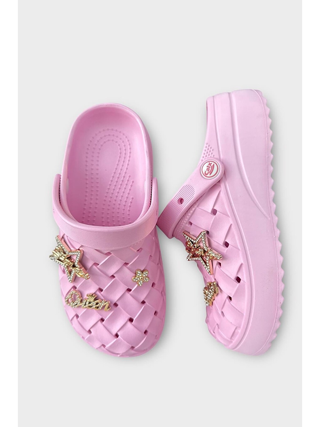 Kadın Taşlı Comfort Hafif Yüksek Taban Yazlık Sandalet Terlik Pembe-5