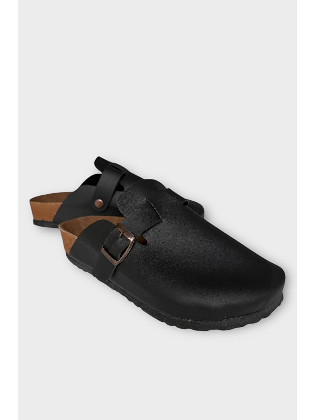 Unisex Toka Detaylı Mantar Anatomik Tabanlı Terlik Siyah-1