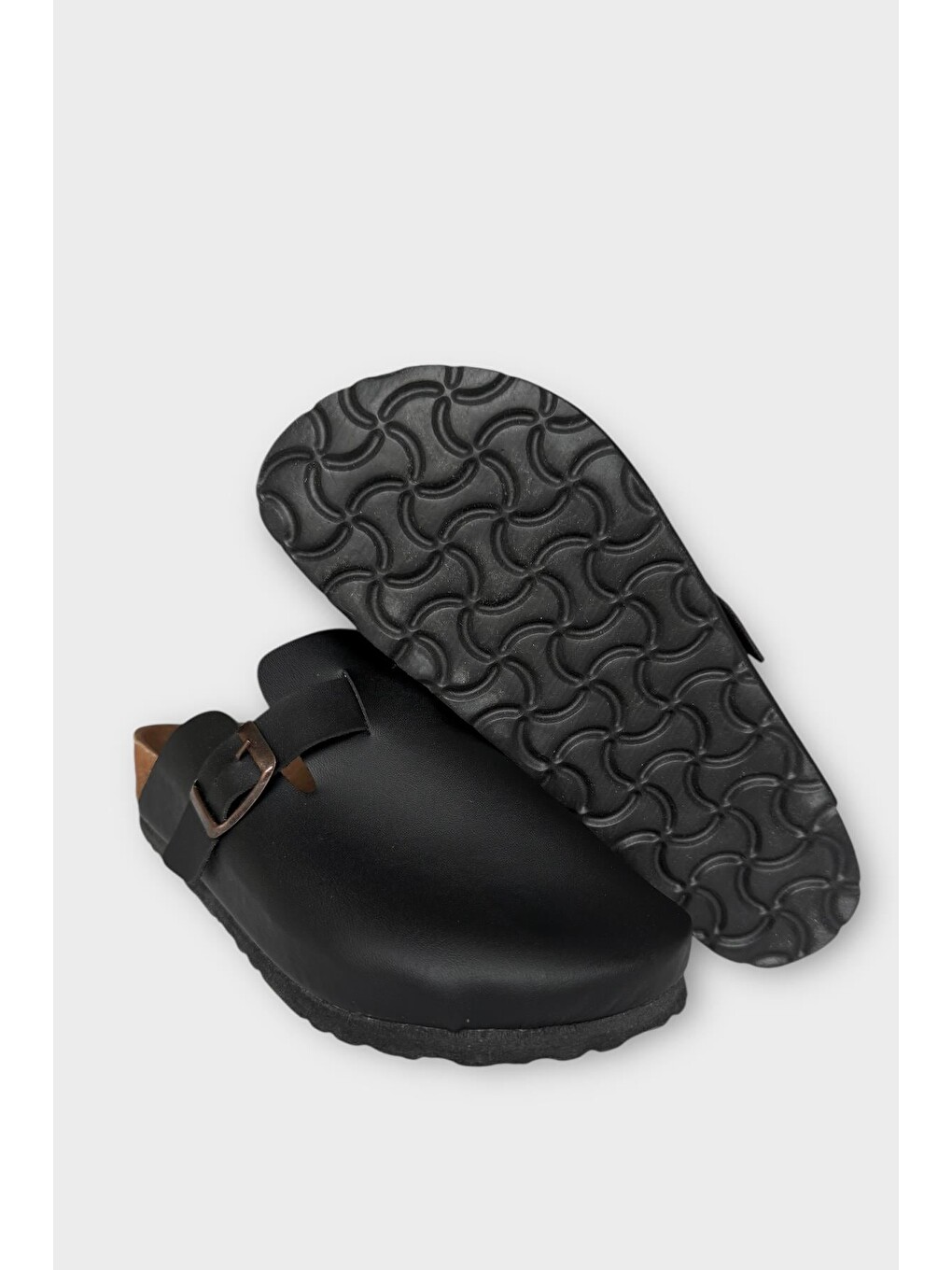 Unisex Toka Detaylı Mantar Anatomik Tabanlı Terlik Siyah-5