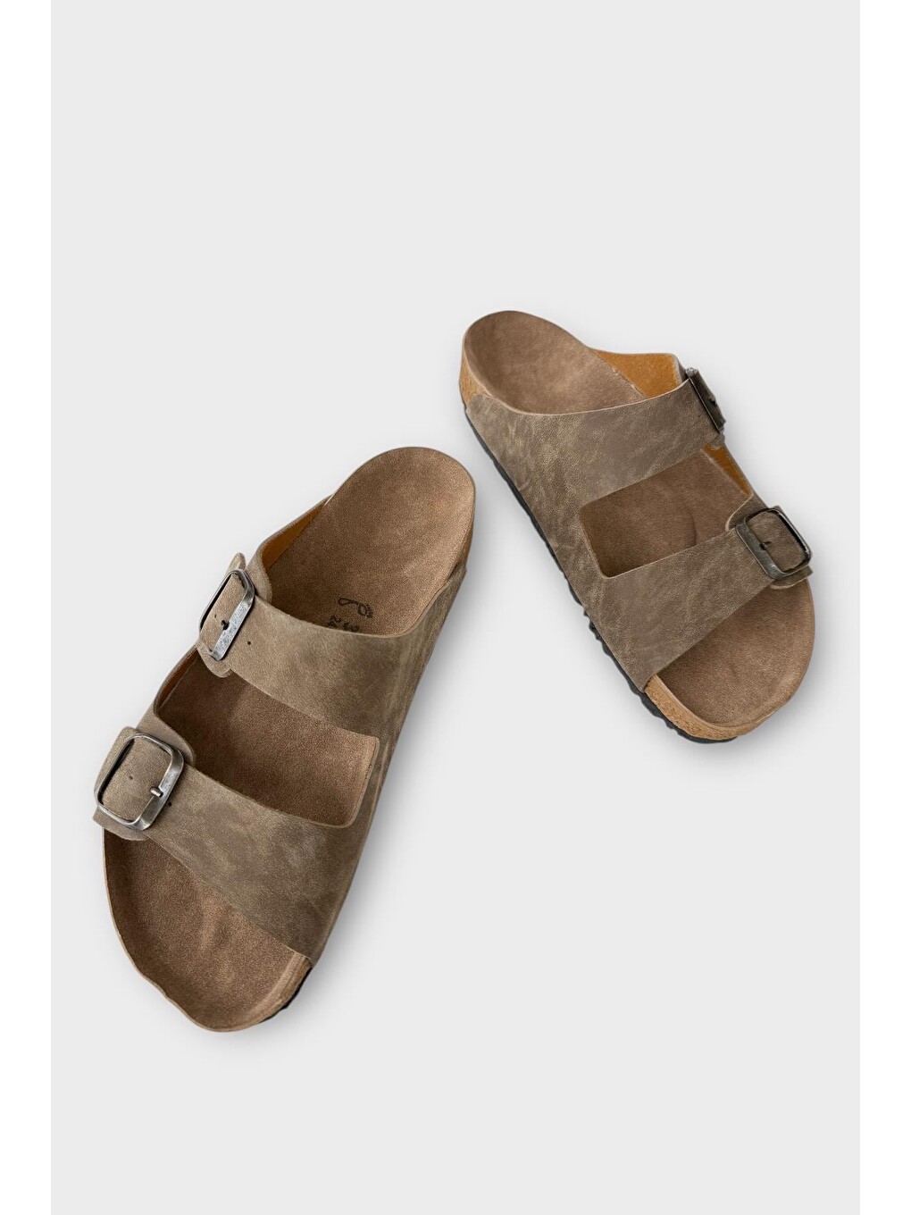 Bej Unisex Çift Tokalı Ortopedik Terlik Vizon-2