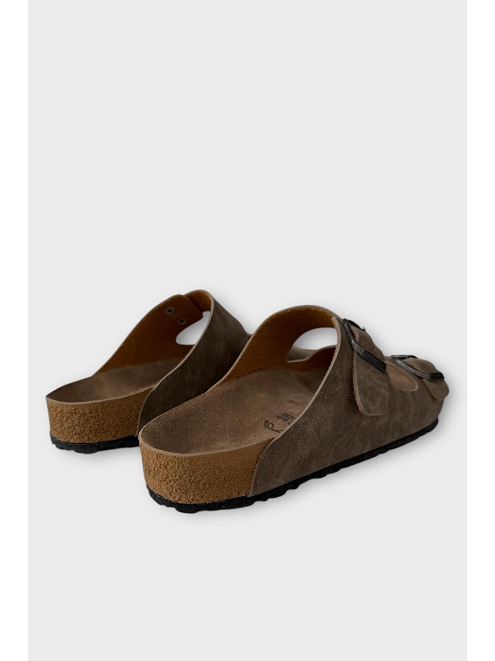 Bej Unisex Çift Tokalı Ortopedik Terlik Vizon-4