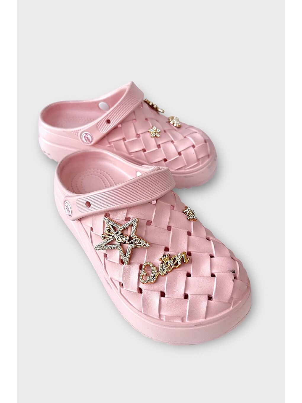 Pembe Kadın Taşlı Comfort Hafif Yüksek Taban Yazlık Sandalet Terlik Pudra-1