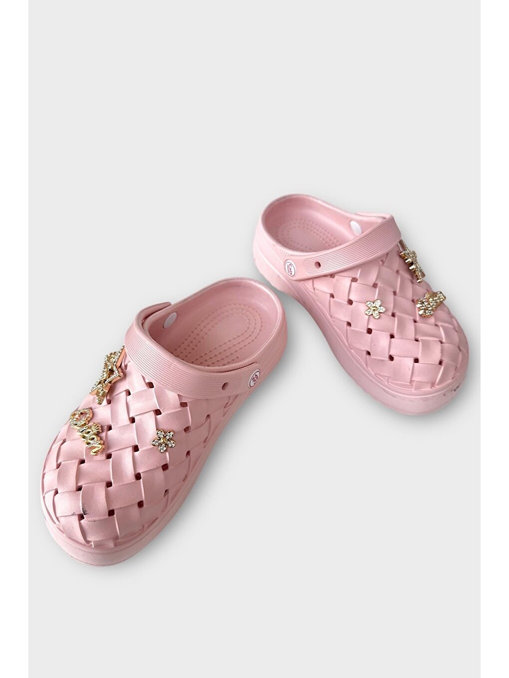 Pembe Kadın Taşlı Comfort Hafif Yüksek Taban Yazlık Sandalet Terlik Pudra-2