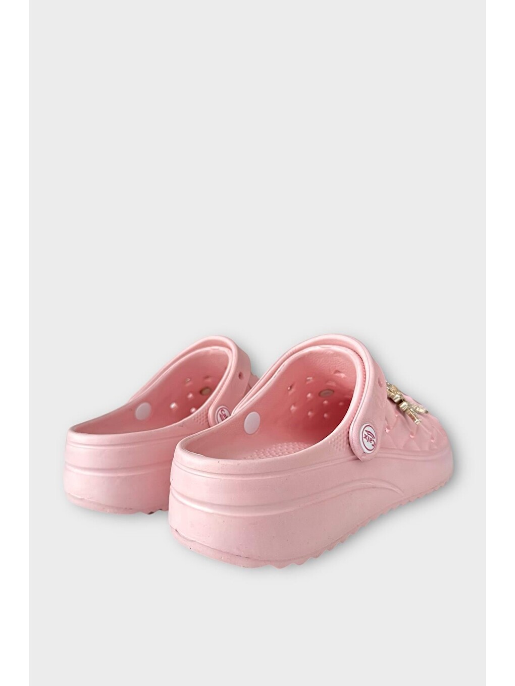 Pembe Kadın Taşlı Comfort Hafif Yüksek Taban Yazlık Sandalet Terlik Pudra-4