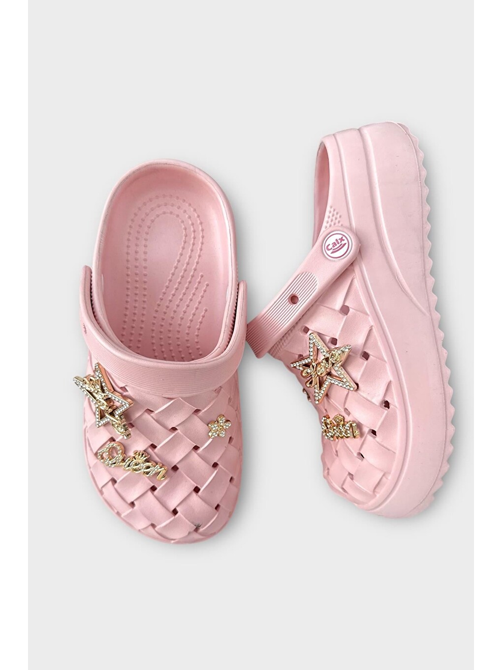 Pembe Kadın Taşlı Comfort Hafif Yüksek Taban Yazlık Sandalet Terlik Pudra-5