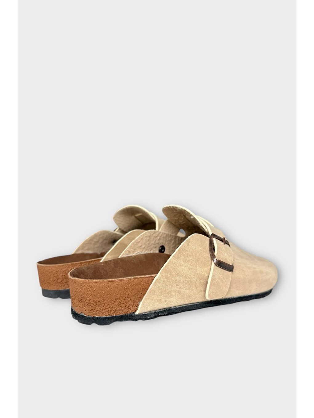 Unisex Toka Detaylı Mantar Anatomik Tabanlı Terlik Bej - Siyah-8