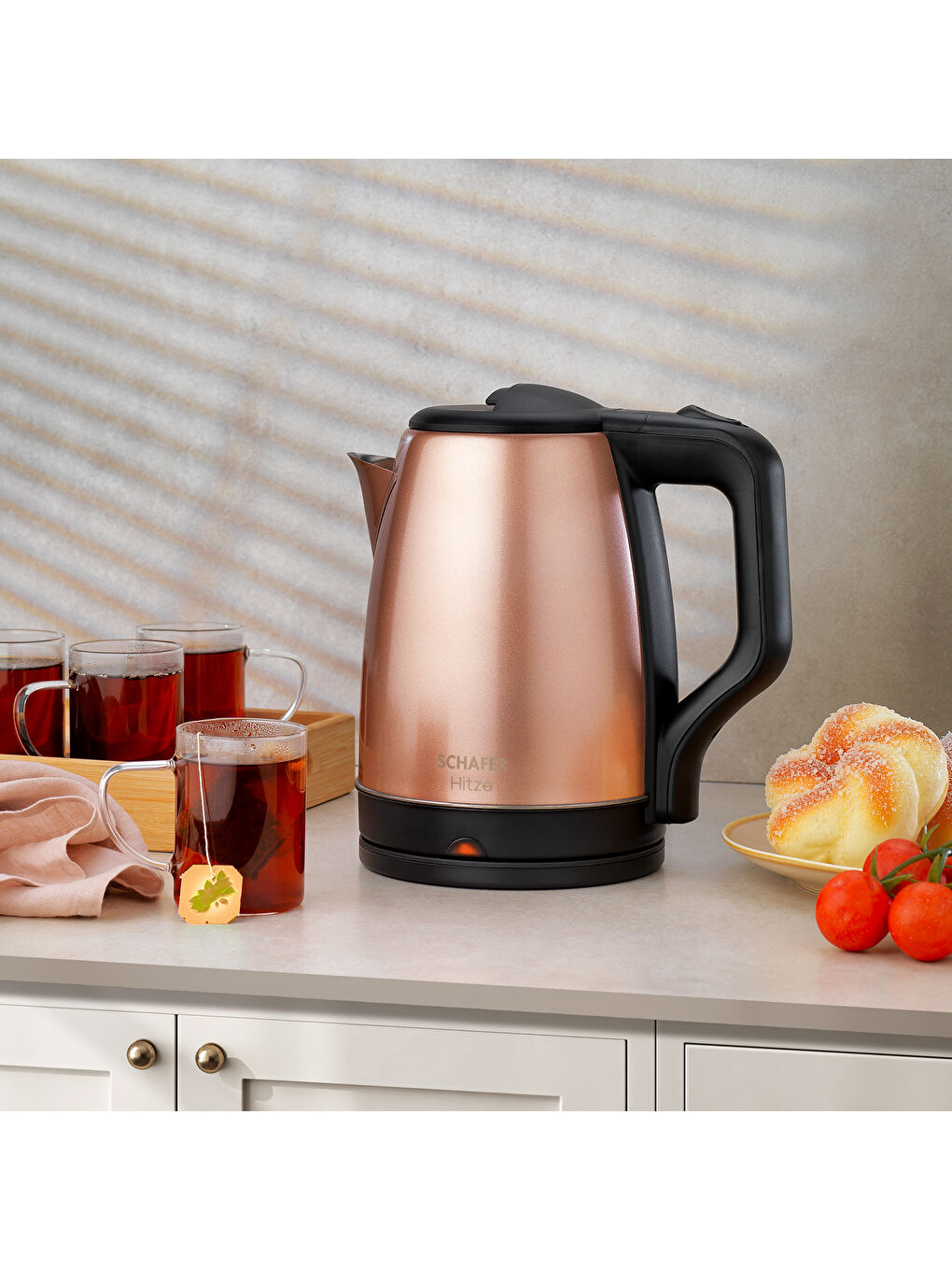 SCHAFER Pembe Hitze Paslanmaz Çelik Su Isıtıcı (Kettle)-Rosegold