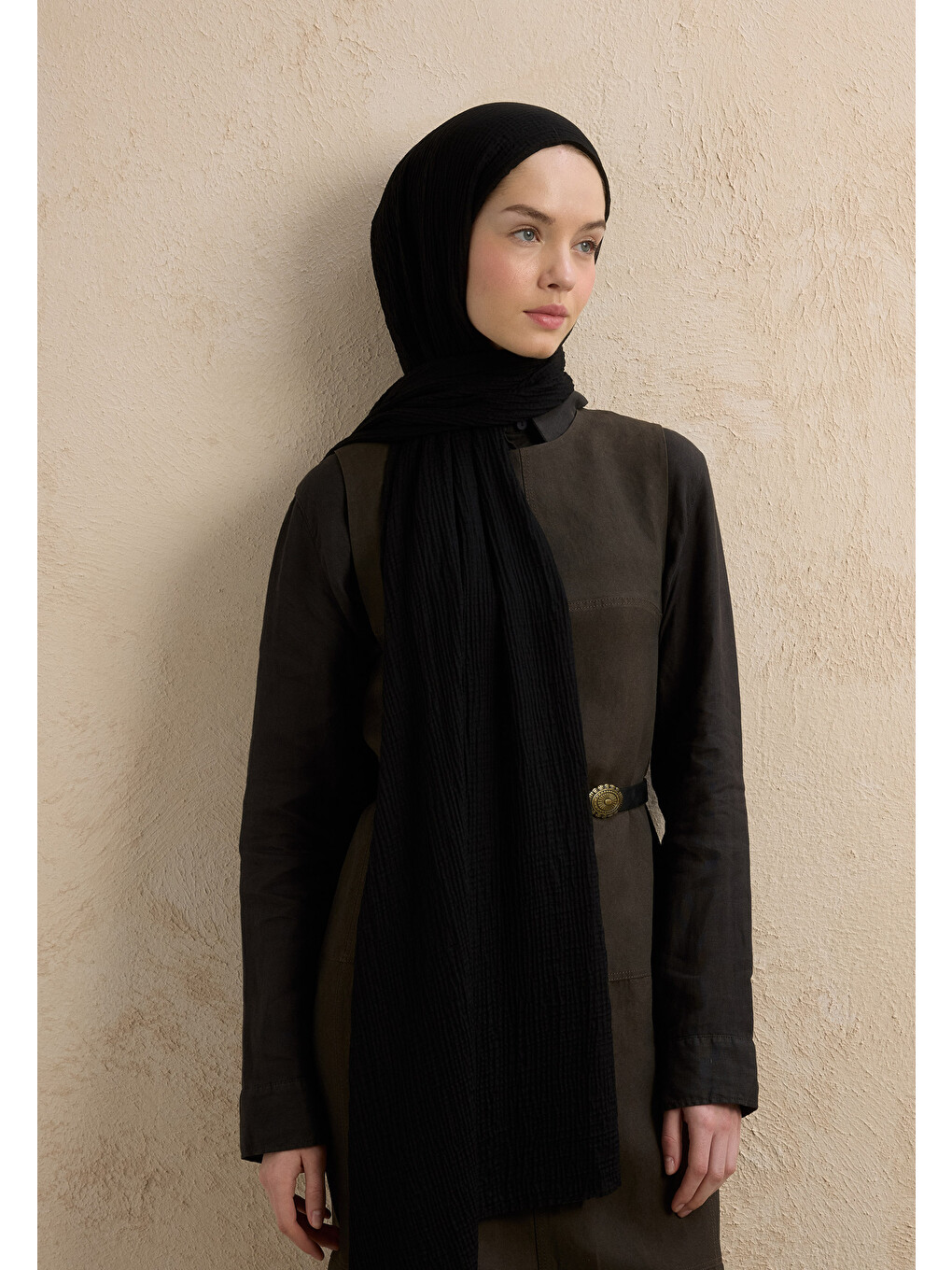Modal Krinkıl Şal Siyah-1