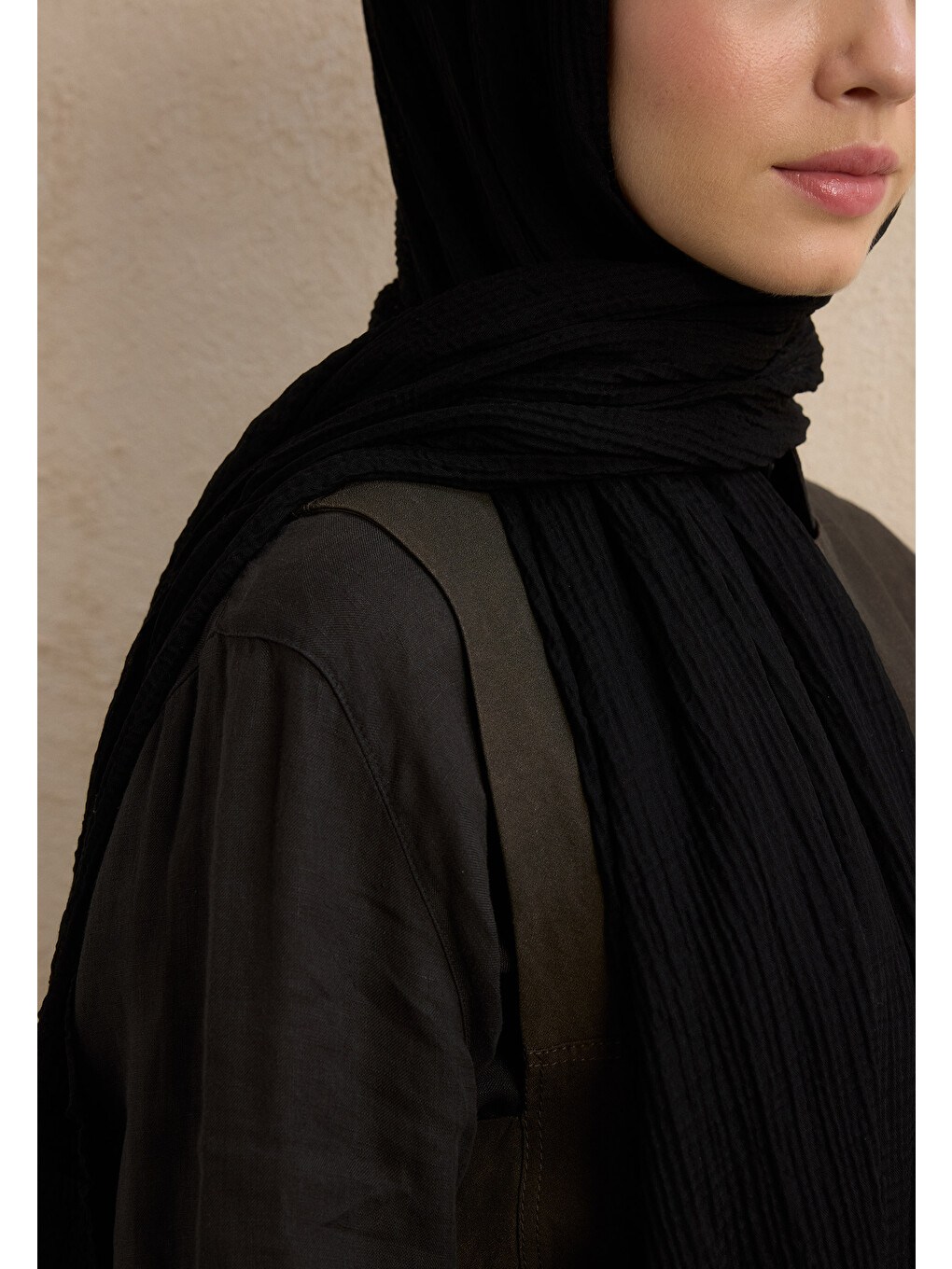 Modal Krinkıl Şal Siyah-3