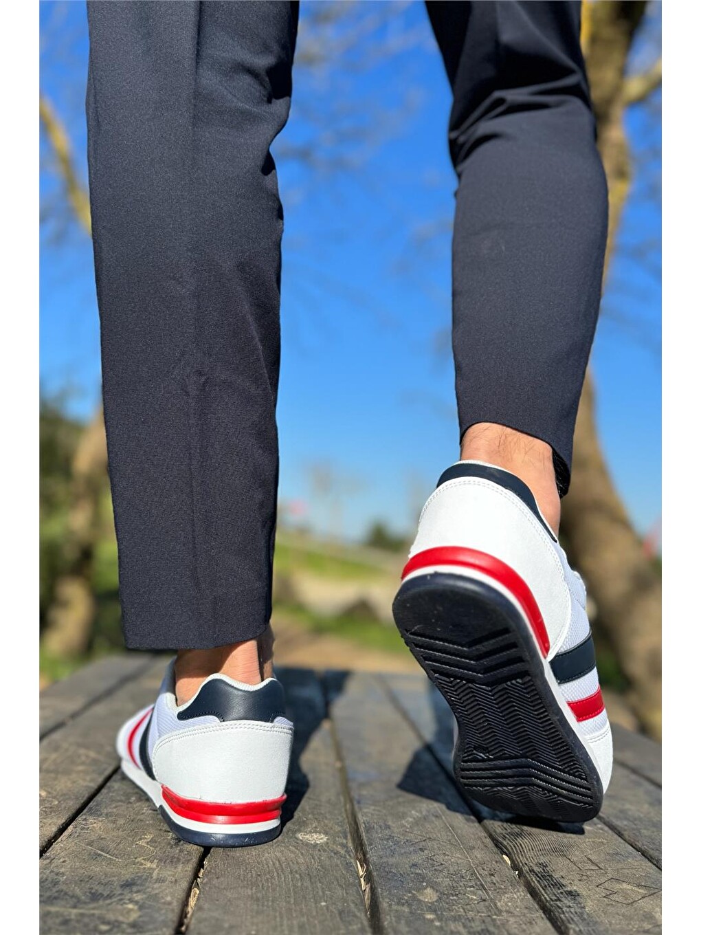 Unisex Airfile İnce Taban Spor Ayakkabı Beyaz-lacivert-9