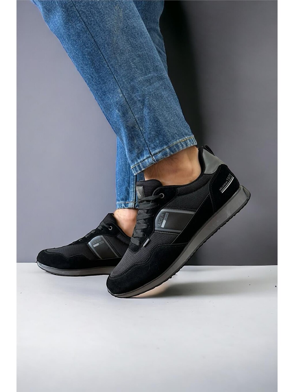 Erkek Günlük Sneaker Spor Ayakkabı Siyah - Füme-8