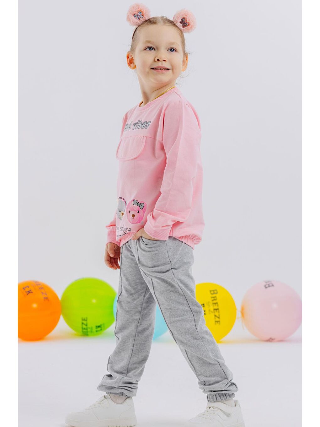 Kız Çocuk Eşofman Takımı Ayıcık Baskılı Pembe (3 Yaş)-1