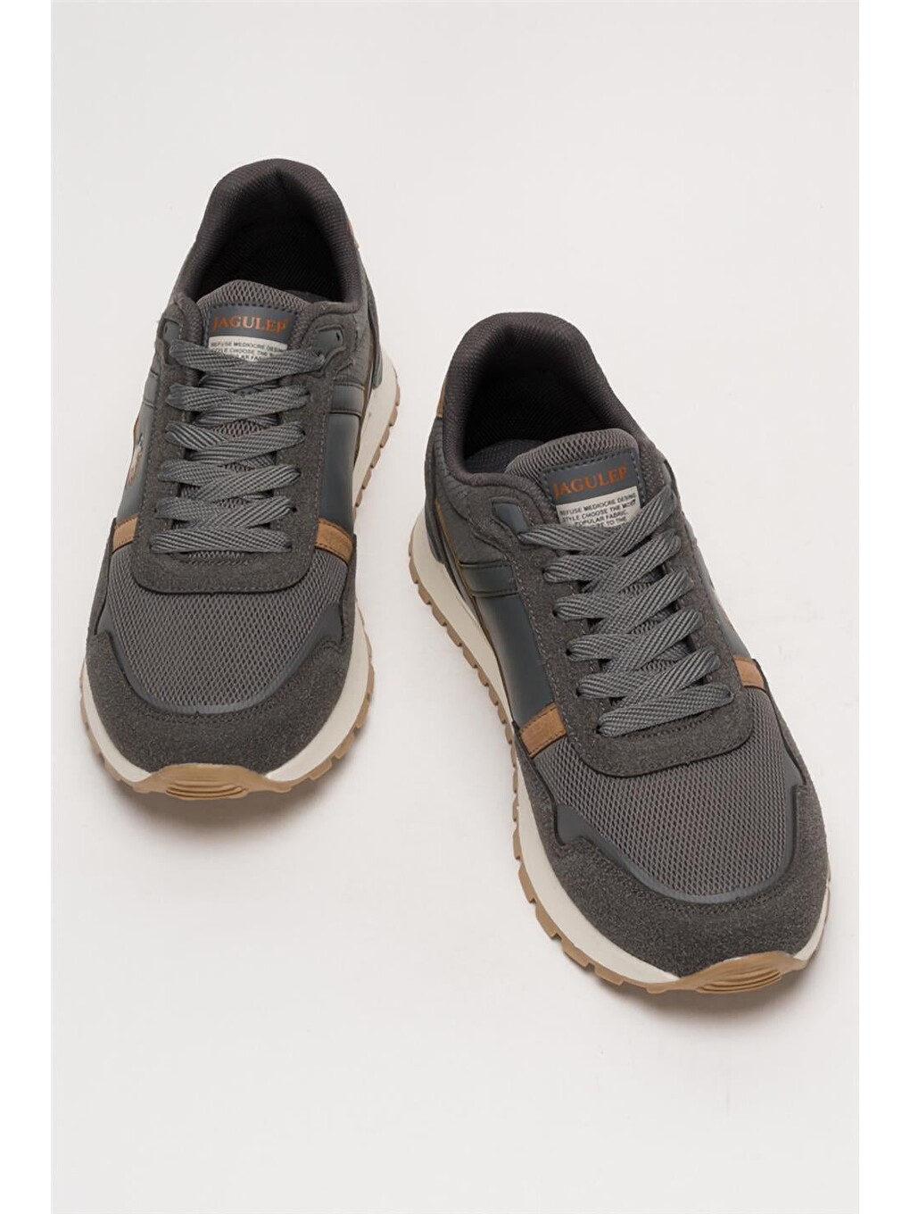 Gri Erkek Ortopedik Günlük Yürüyüş Koşu Sneaker Spor Ayakkabı Füme-9