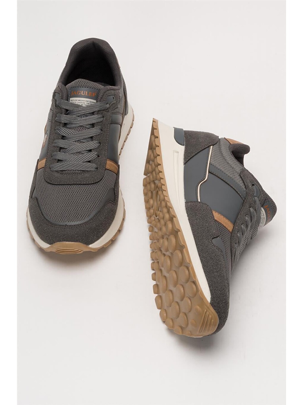 Gri Erkek Ortopedik Günlük Yürüyüş Koşu Sneaker Spor Ayakkabı Füme-12