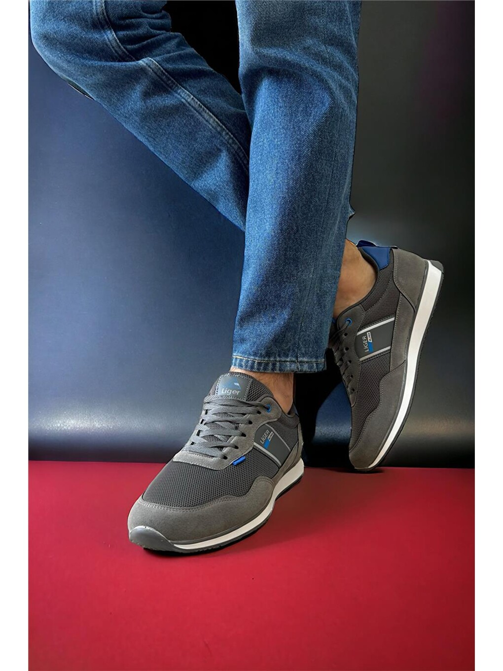 Gri Erkek Günlük Sneaker Spor Ayakkabı Füme-7