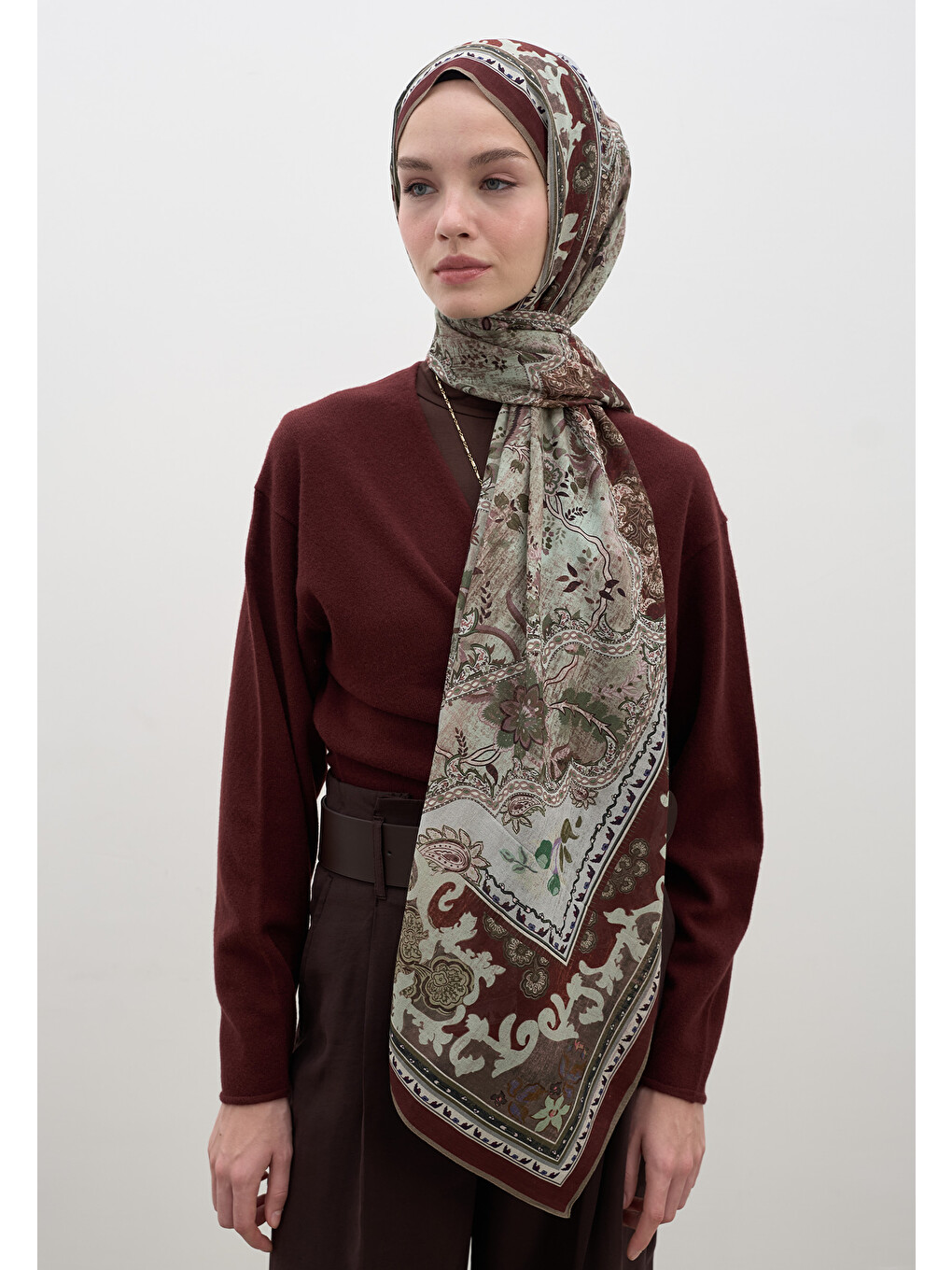 Arıane Desen Şal Bordo
